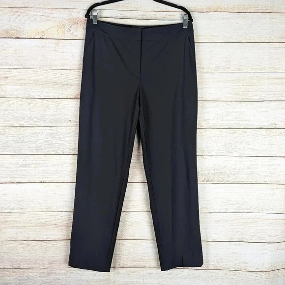 St. John Caviar Women’s Size 10 Straight Wide Leg Woolen Pants High Rise Black - Picture 1 of 12